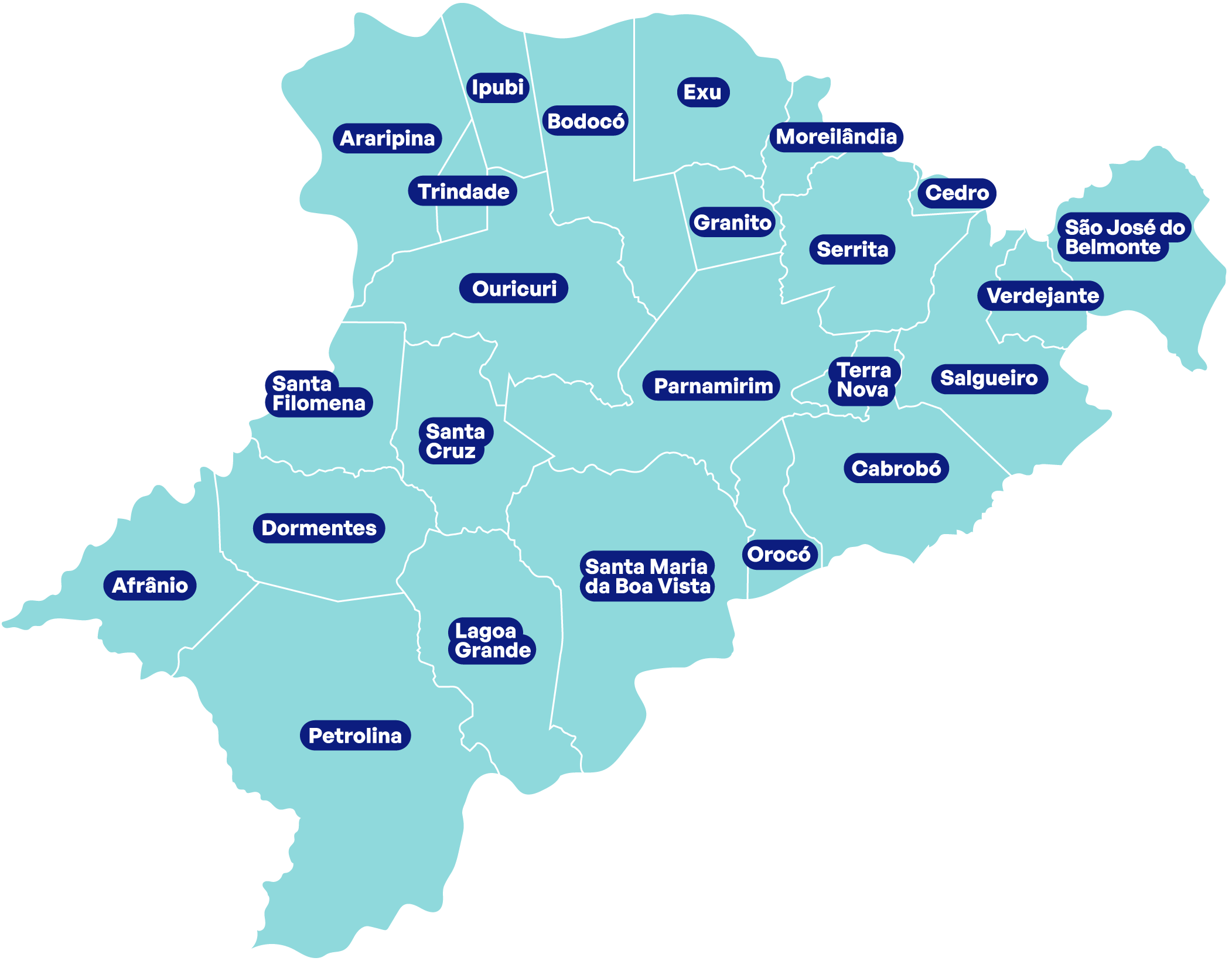 Mapa dos munic&iacute;pios atendidos pela concess&atilde;o.